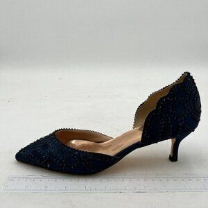 XYD Women's Pumps, Elegant Pointed Toe, D'Orsay Kitten Low Heels, Rhinestone